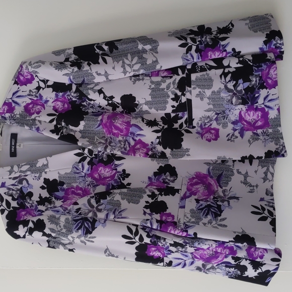 Nine West Purple Floral Jacket Size 8